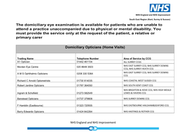 Domiciliary Opticians (Home Visits)