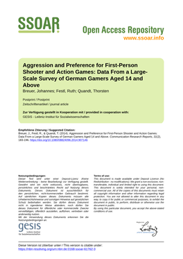Aggression and Preference for First-Person Shooter and Action