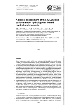 A Critical Assessment of the JULES Land Surface Model Hydrology For