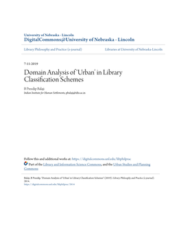 Domain Analysis of Â•Ÿurbanâ•Ž in Library Classification Schemes