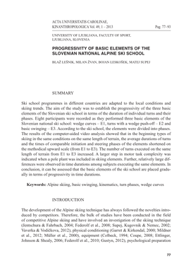 Progressivity of Basic Elements of the Slovenian National Alpine Ski School