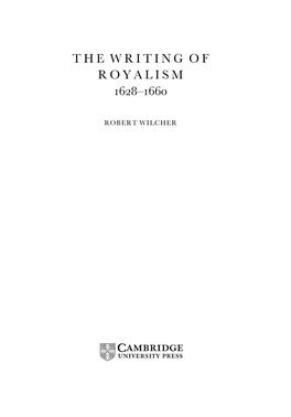 The Writing of Royalism –