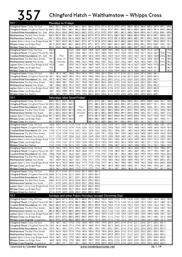 357 Chingford Hatch – Walthamstow – Whipps Cross