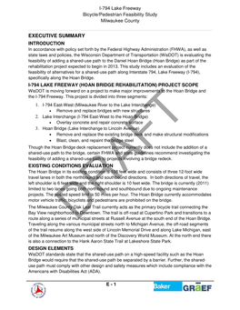 I-794, Lake Freeway Bicycle/Pedestrian Feasibility Study