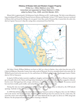 1 Hiistory of Khutze Inlet and Western Copper Property