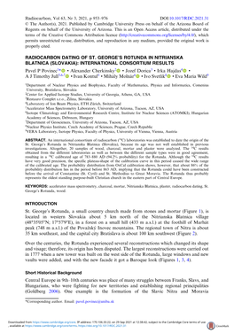 Radiocarbon Dating of St. George's Rotunda In