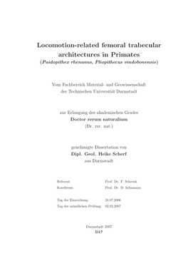 Locomotion-Related Femoral Trabecular Architectures in Primates (Paidopithex Rhenanus, Pliopithecus Vindobonensis)