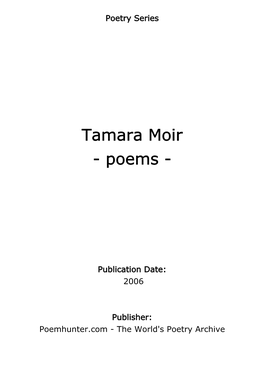 Tamara Moir - Poems