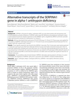 Alternative Transcripts of the SERPINA1 Gene in Alpha-1