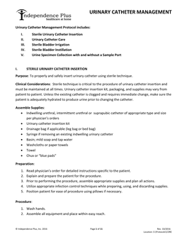 Urinary Catheter Management