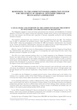 Responding to the Community-Based Correction System for Treatment of Criminal Offenders Through Multi-Agency Cooperation