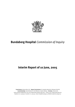 Bundaberg Hospital Commission of Inquiry Interim Report of 10 June