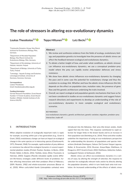 The Role of Stressors in Altering Eco‐Evolutionary Dynamics