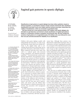 Sagittal Gait Patterns in Spastic Diplegia