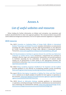 Annex a List of Useful Websites and Resources