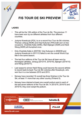 Fis Tour De Ski Preview