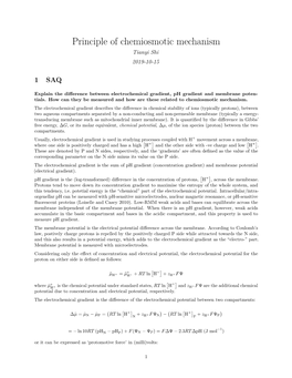 Principle of Chemiosmotic Mechanism Tianyi Shi 2019-10-15