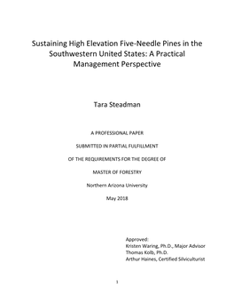 Sustaining High Elevation Five-Needle Pines in the Southwestern United States: a Practical Management Perspective