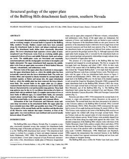 Structural Geology of the Upper Plate of the Bullfrog Hills Detachment Fault System, Southern Nevada