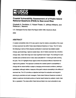 Coastal Vulnerability Assessment of of Padre Island National Seashore (PAIS) to Sea-Level Rise