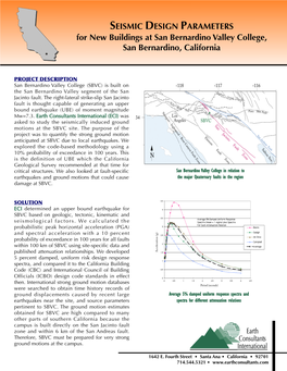 SEISMIC DESIGN PARAMETERS for New Buildings at San Bernardino Valley College, San Bernardino, California