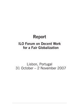 Report ILO Forum on Decent Work for a Fair Globalization