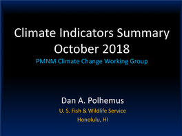 USFWS Ecological Services HI Climate Change October 2018