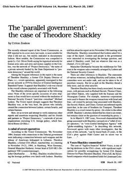 The 'Parallel Government': the Case of Theodore Shackley