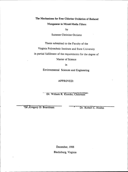 The Mechanisms for Free Chlorine Oxidation Ofreduced