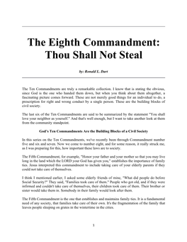 The Eighth Commandment: Thou Shall Not Steal