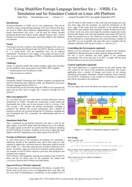 Using Modelsim Foreign Language Interface for C – VHDL