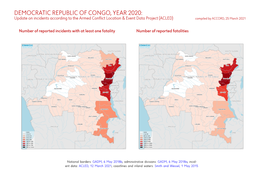 DEMOCRATIC REPUBLIC of CONGO, YEAR 2020: Update on Incidents According to the Armed Conflict Location & Event Data Project (ACLED) Compiled by ACCORD, 25 March 2021