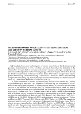 The Southern Matese Active Fault System: New Geochemical and Geomorphological Evidence 1 2 3,4 4 2 2 2 A