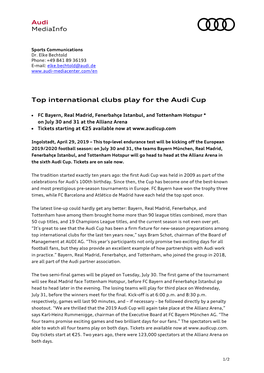 Top International Clubs Play for the Audi Cup