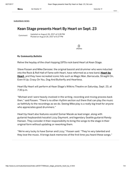 Kean Stage Presents Heart by Heart on Sept. 23 | NJ.Com