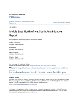 Middle East, North Africa, South Asia Initiative Report