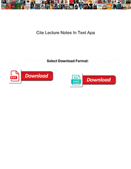 Cite Lecture Notes in Text Apa