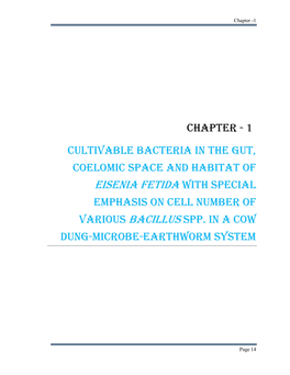 Eisenia Fetida with Special Emphasis on Cell Number of Various Bacillus Spp