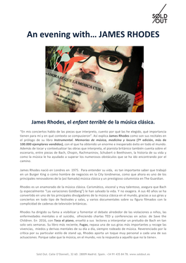 An Evening With… JAMES RHODES