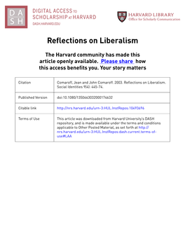 Reflections on Liberalism