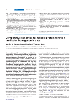 Comparative Genomics for Reliable Protein-Function Prediction from Genomic Data