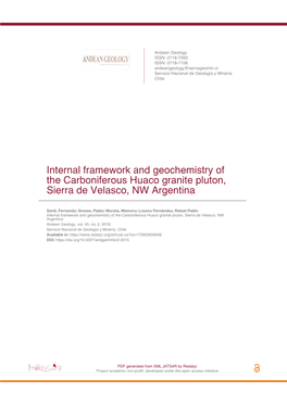 Internal Framework and Geochemistry of the Carboniferous Huaco Granite Pluton, Sierra De Velasco, NW Argentina