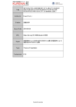 Title INTEGRATED ASSESSMENT of CLIMATE CHANGE and HUMAN