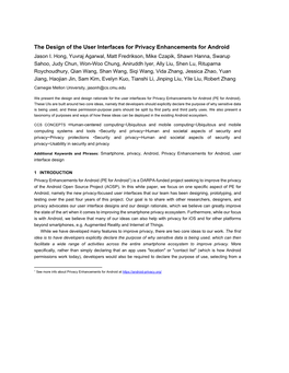 The Design of the User Interfaces for Privacy Enhancements for Android Jason I