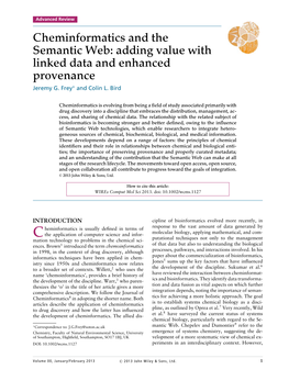 Cheminformatics and the Semantic Web: Adding Value with Linked Data and Enhanced Provenance