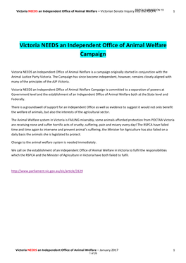 Victoria NEEDS an Independent Office of Animal Welfare Campaign