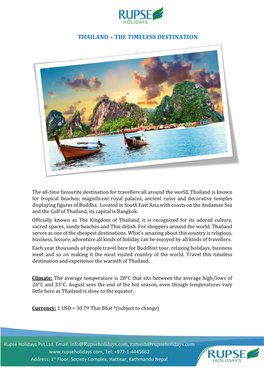 Thailand – the Timeless Destination