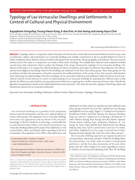 Typology of Lao Vernacular Dwellings and Settlements in Context of Cultural and Physical Environment