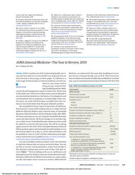 JAMA Internal Medicine—The Year in Review, 2019 Rita F