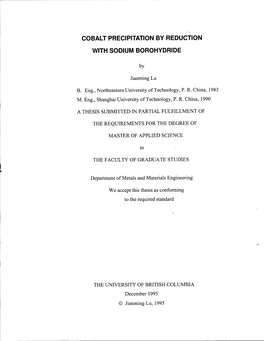 Cobalt Precipitation by Reduction with Sodium